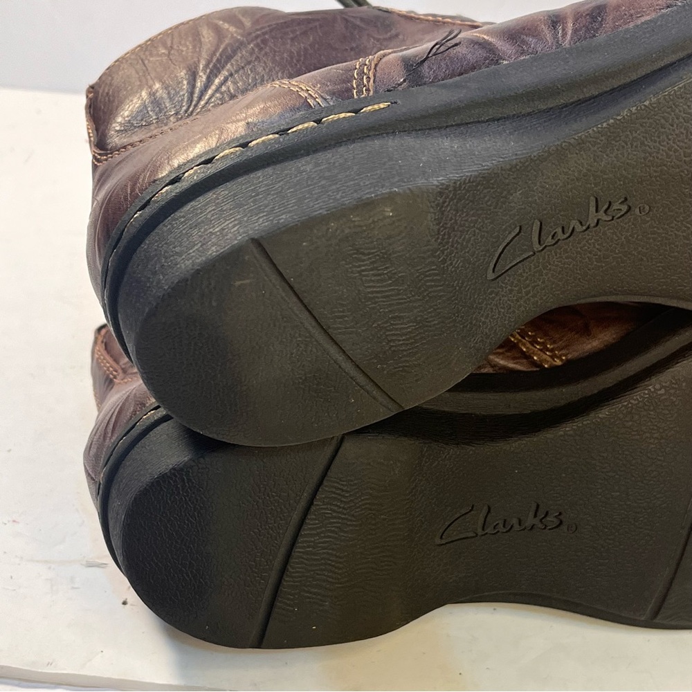 CLARKS Whistle Ballad Boots WMS Sz 8 m Lace Up Zip Dark Brown Hobo leather - Picture 9 of 10